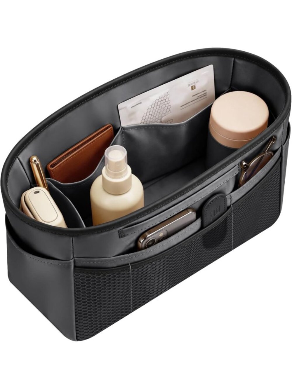 Multi-Pocket Tote Bag Organizer Insert - 11.42 Inch Satin Purse Organizer